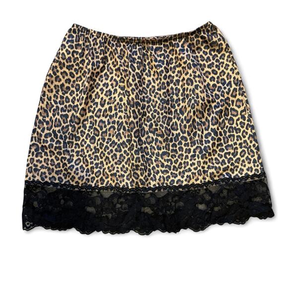 Y2k mcbling velvet cheetah mini slip skirt w/ black lace womens size small - Picture 1 of 6